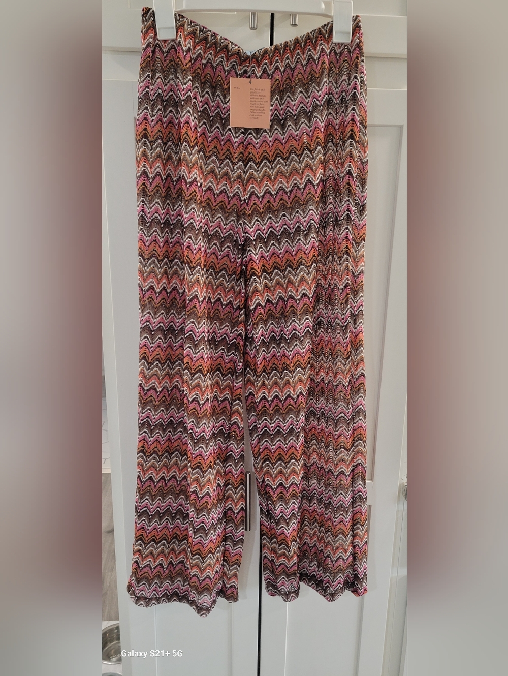 Women’s Wide-Leg Zigzag Print Pants - Pink Multi Swim Cover Up